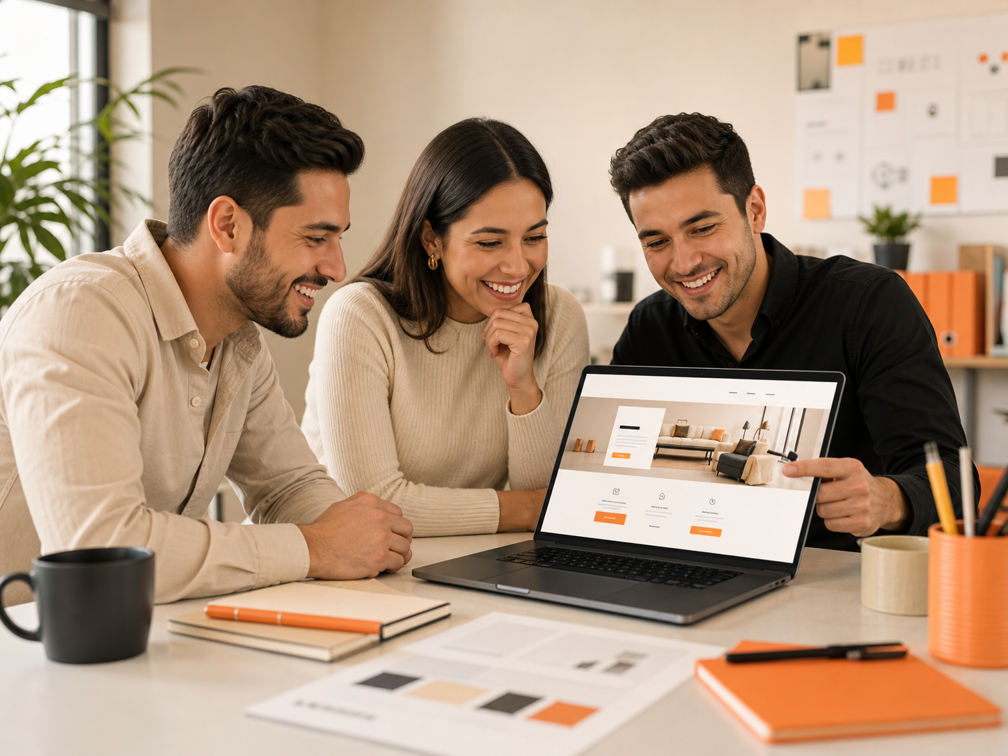 Equipo de trabajo celebrando el lanzamiento de su página web
